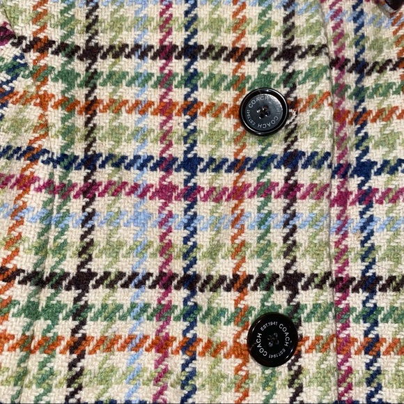 Coach Hampton Tattersall Houndstooth Wool Jacket Coat - Picture 7 of 7